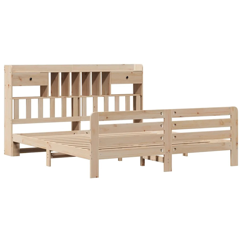 Letto Libreria senza Materasso-Struttura Letto con contenitore 180x200 cm in Legno di Pino 745892
