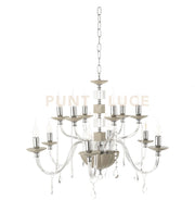 LAMPADARIO LIVIA 12 LUCI TORTORA- TRASPARENTE E CROMO ATTACCO E14 D.85CM