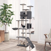 Albero per Gatti con Tiragraffi in Sisal Grigio Scuro 191 cm