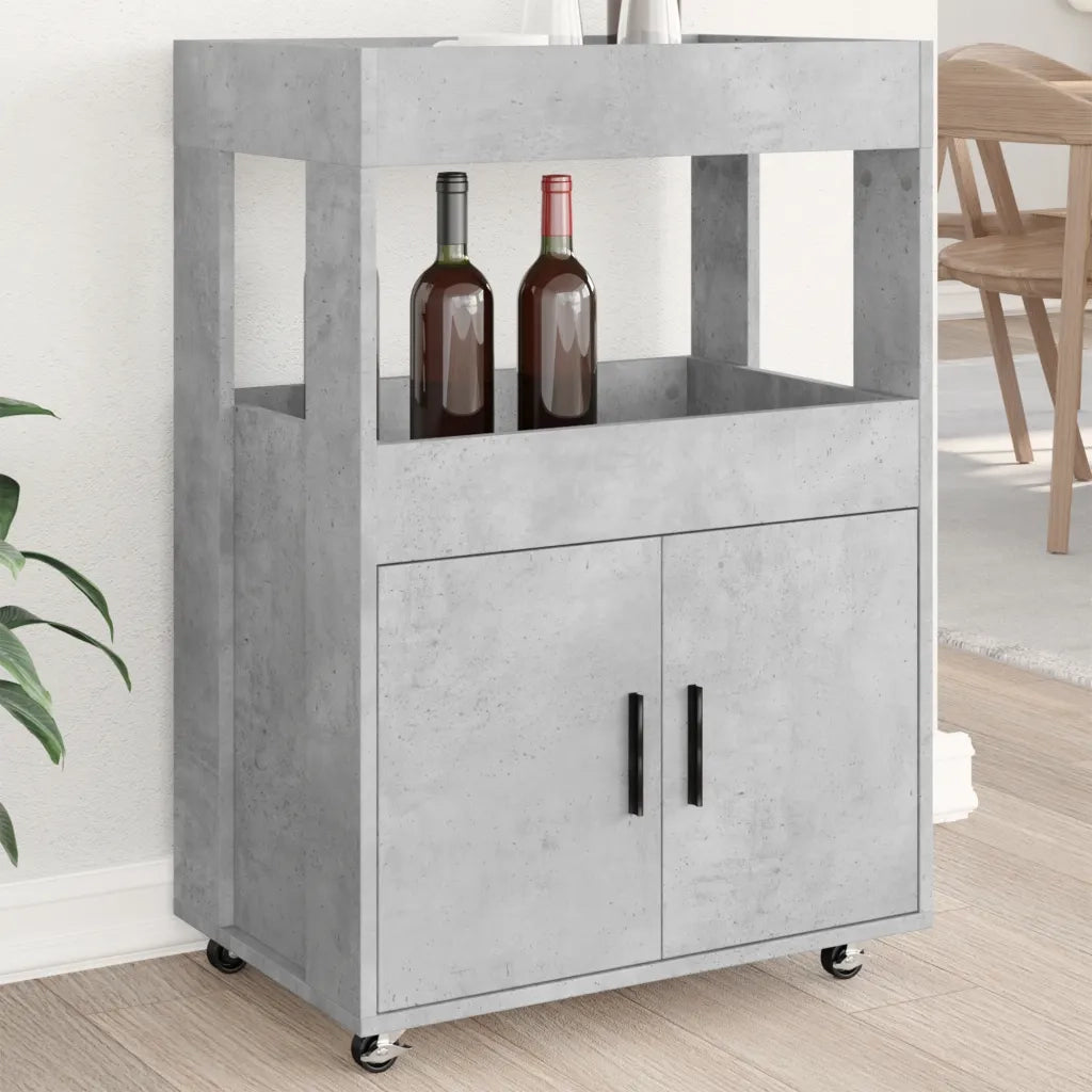 vidaXL Carrello Bar Grigio Cemento 60x39,5x89 cm in Legno Multistrato
