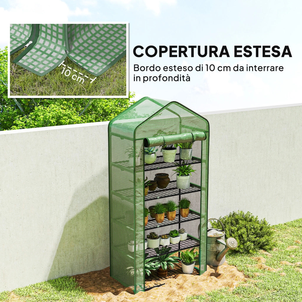 Serra da giardino a 5 livelli ¨C zephmum ¨C 90x49x193 cm verde