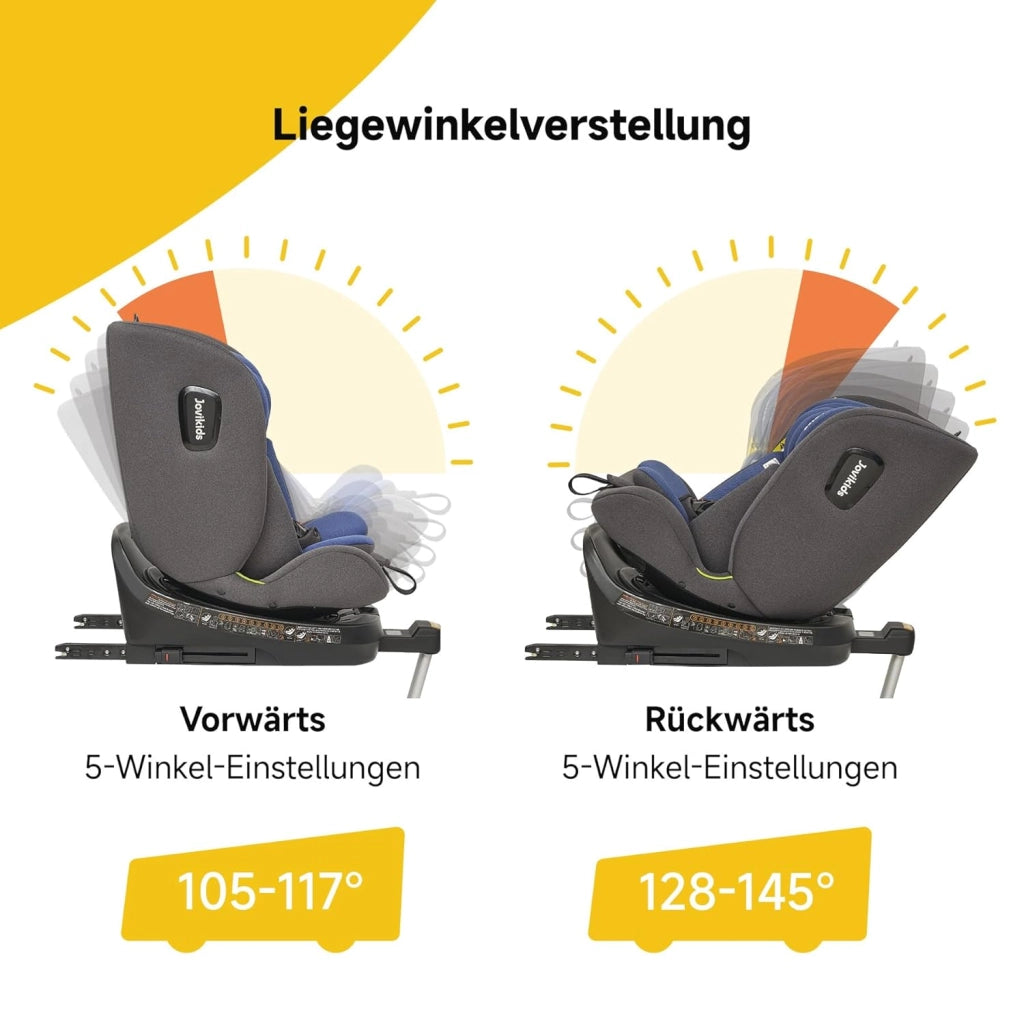 Seggiolino auto per bambini girevole 360° i-Size ISOFIX con reclinazione e capottina in tessuto blu