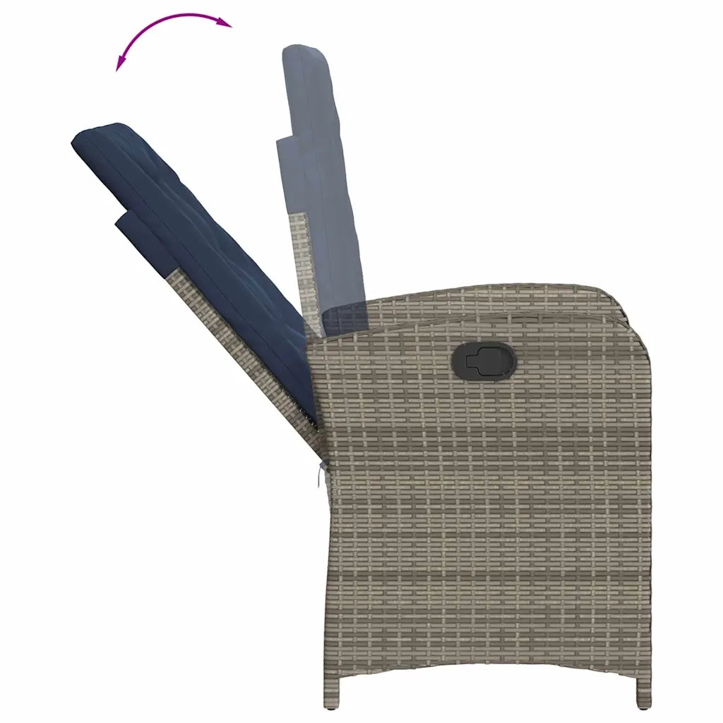 Sedie da Giardino Reclinabili 2 pz | Sedie da Esterno e Cuscini Grigio Polyrattan