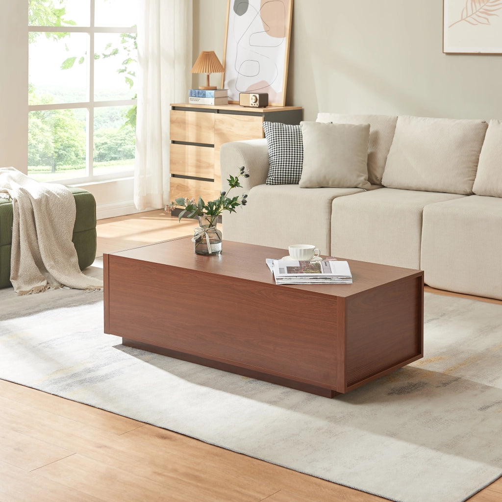Tavolino Rettangolare Turur da Salotto con 2 Cassetti 104 x 50 x 40 cm - Effetto Noce [en.casa]