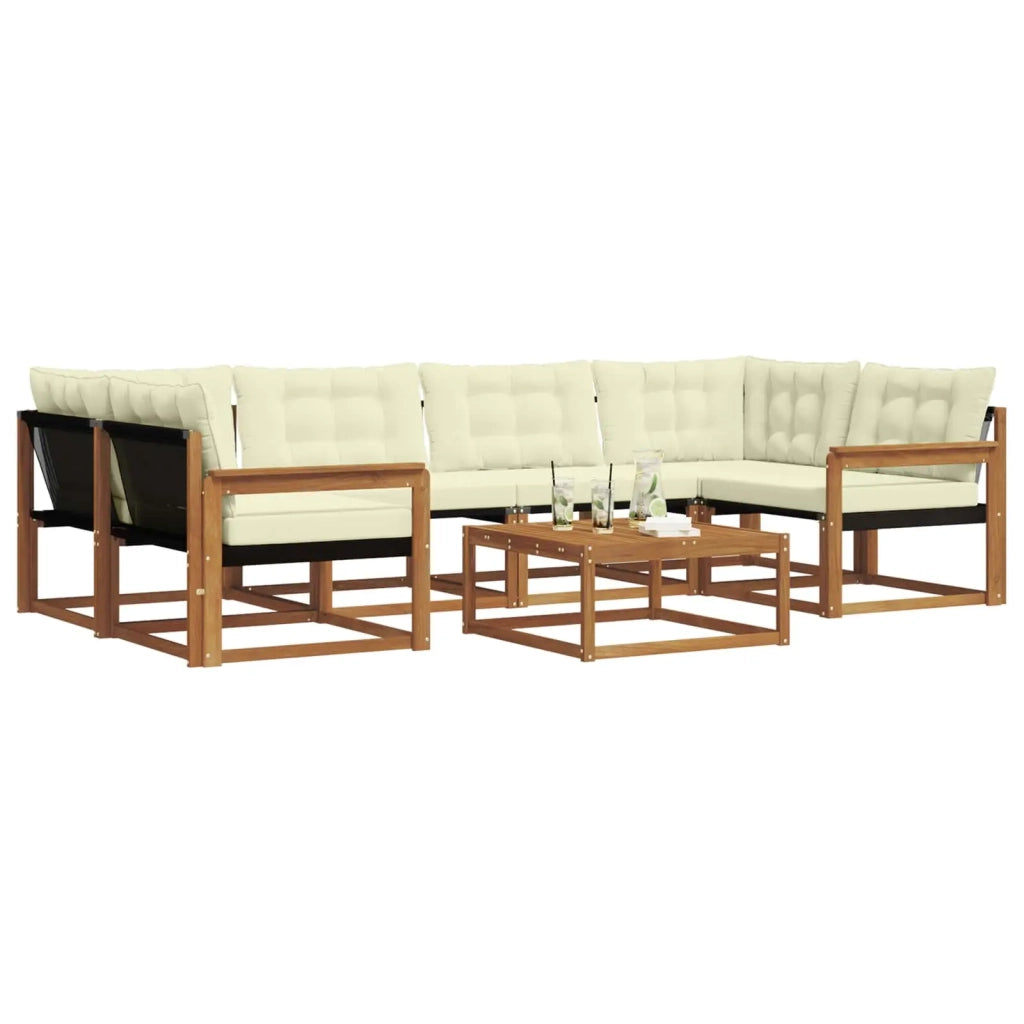 Set di divani da esterno con cuscino 7 pcs Naturale e Crema 3369233
