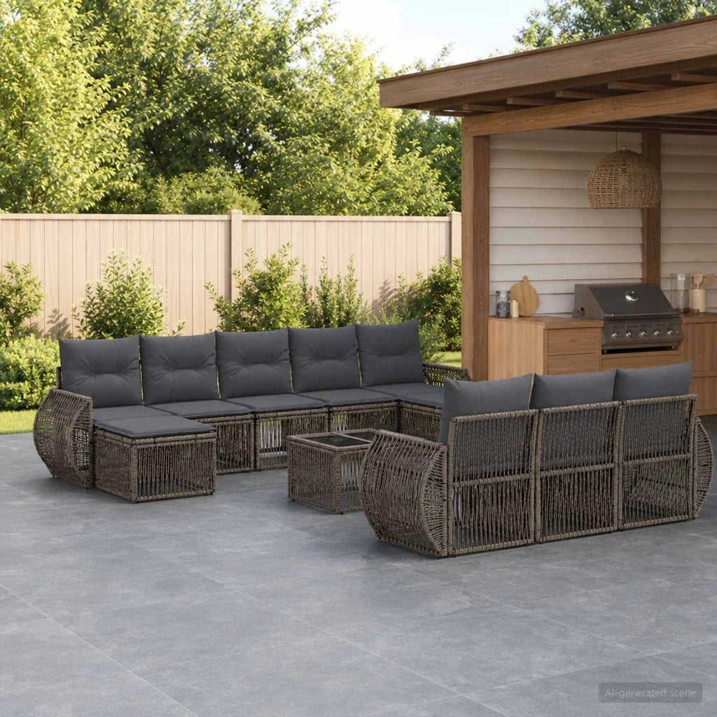 Set Divano da Giardino 11 pz Grigio e Grigio Scuro polyrattan 3435554