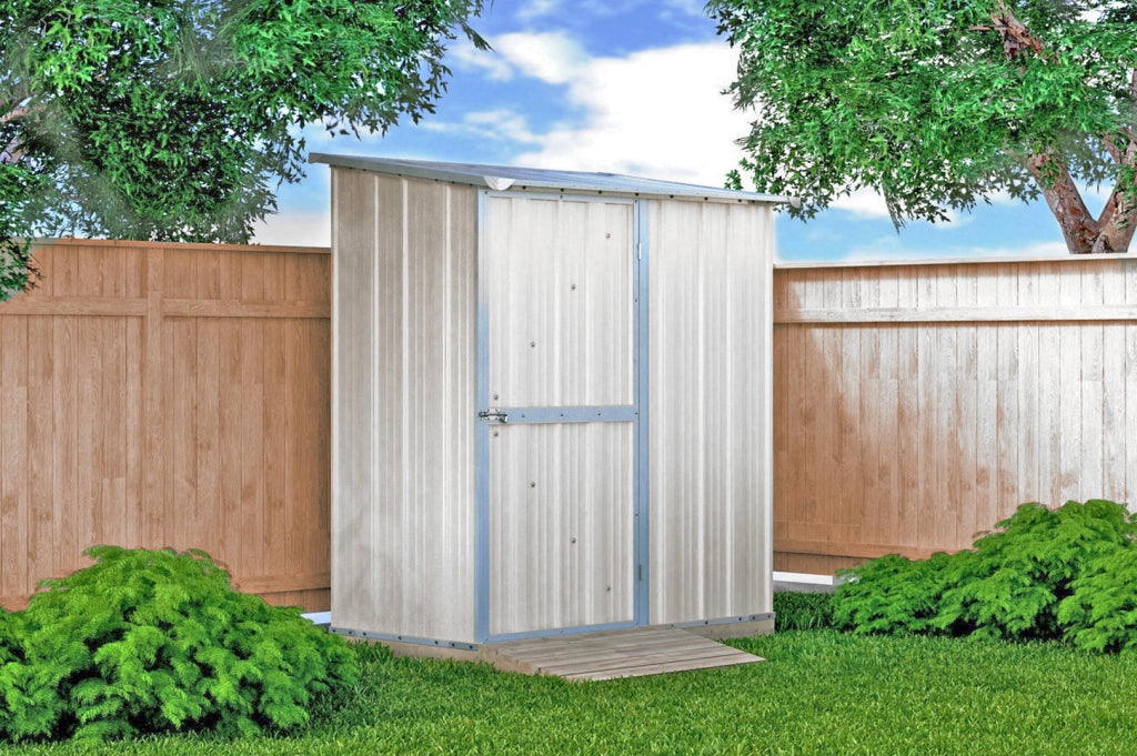 Casetta Box da Giardino in Lamiera di Acciaio Porta Utensili 174x100x174 cm Enaudi Bianca
