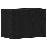 Pratico mobile TV a parete con vano contenitore 60 x 30 x 41 cm realizzato in legno composito di rovere nero 02_0051833