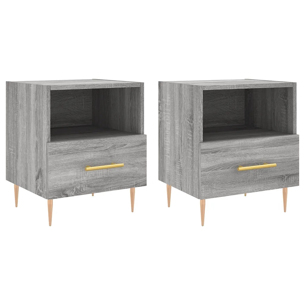 Set di 2 Comodini | Armadio da Notte | Mobiletto da notte Grigio Sonoma 40x35x47,5 cm in Legno Multistrato