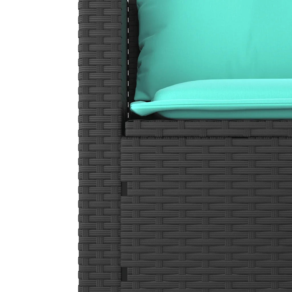 Set Divani da Giardino 3 pz con Cuscini Nero in Polyrattan 365466