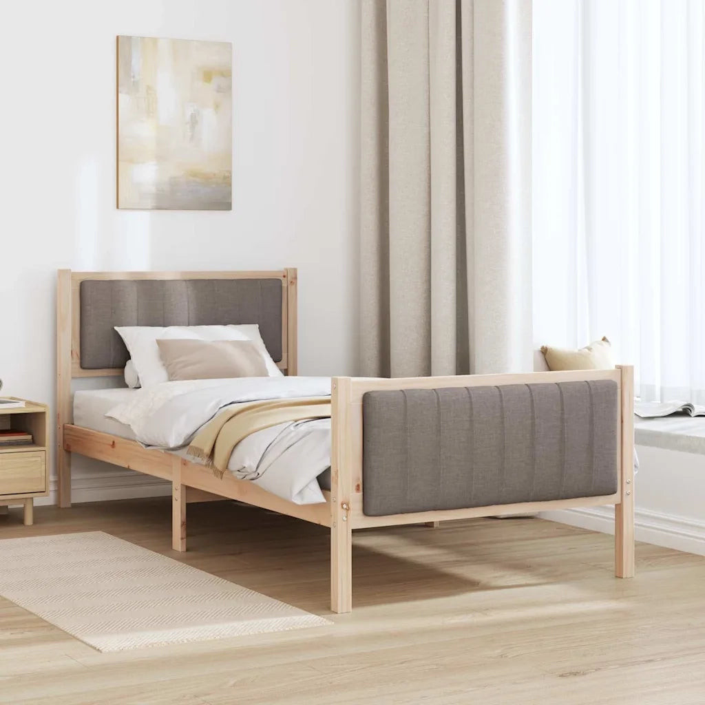 Struttura del Letto con testiera Marrone e taupe 90 x 190 cm