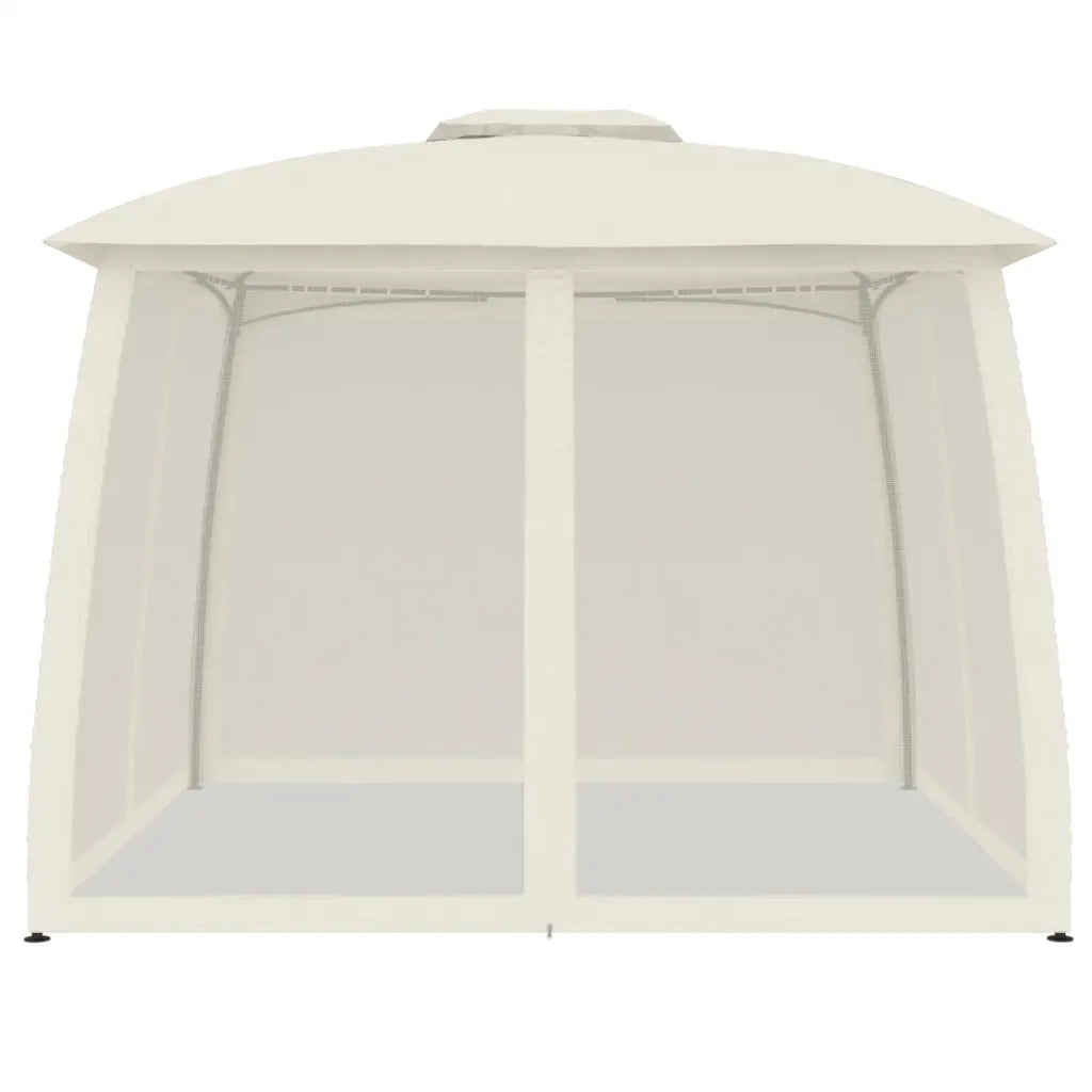 vidaXL Gazebo con Tetto Doppio e Pareti Rete Crema 2,93x2,93 m Acciaio