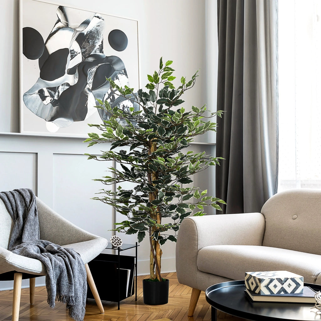 Pianta Artificiale Ficus 130cm ¨C Xylo ¨C Con Tronco Rami Liane Licheni Vaso Incluso
