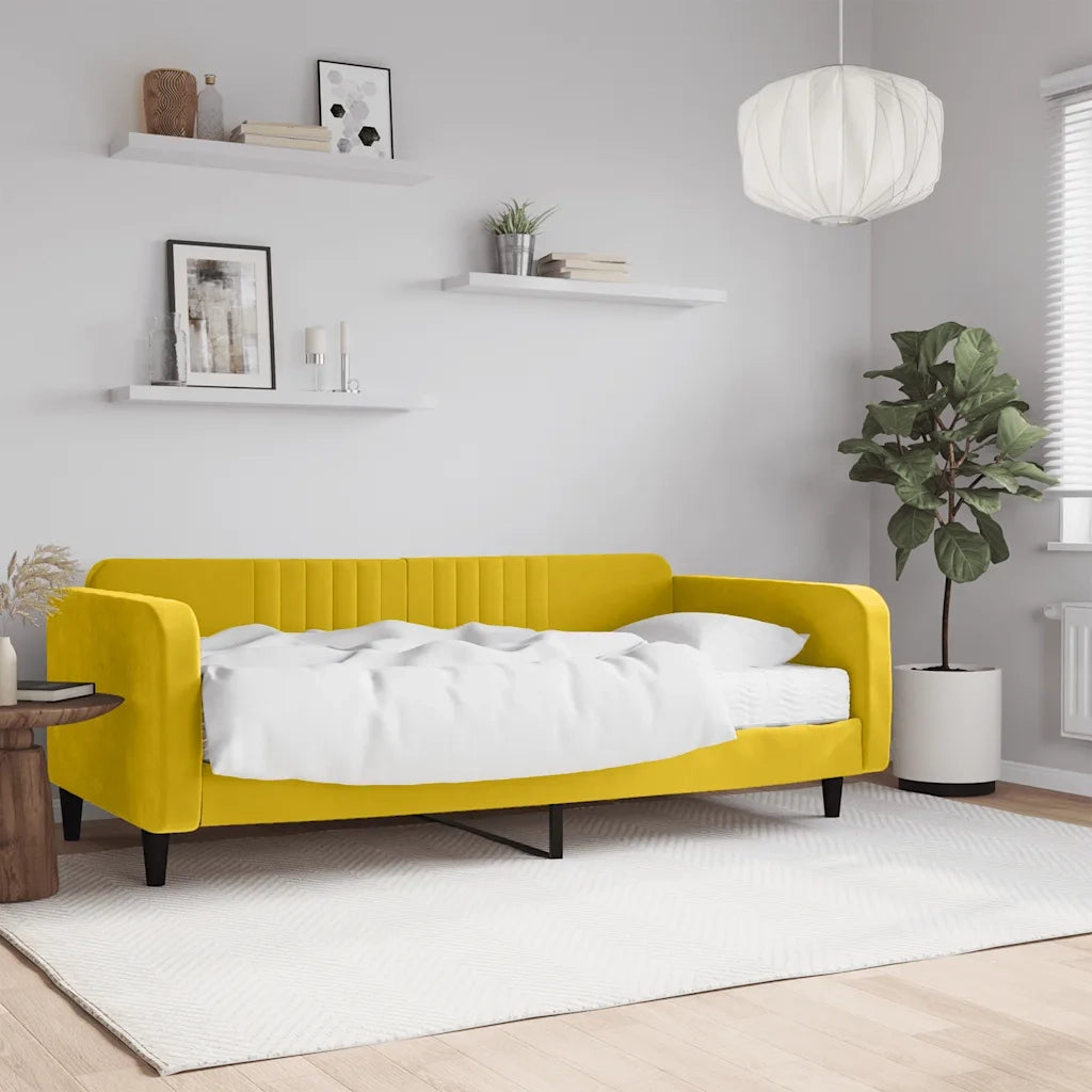 Divano letto | Sof¨¤ letto | Letto singolo con Materasso Giallo 100x200 cm in Velluto