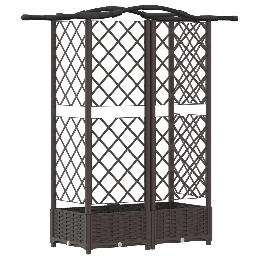 Letto Rialzato con Griglia e Tetto Marrone 124 x 40 x 126 cm PP 42032509