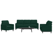 Set di Divani 3 pz con Cuscini Verde scuro in Velluto