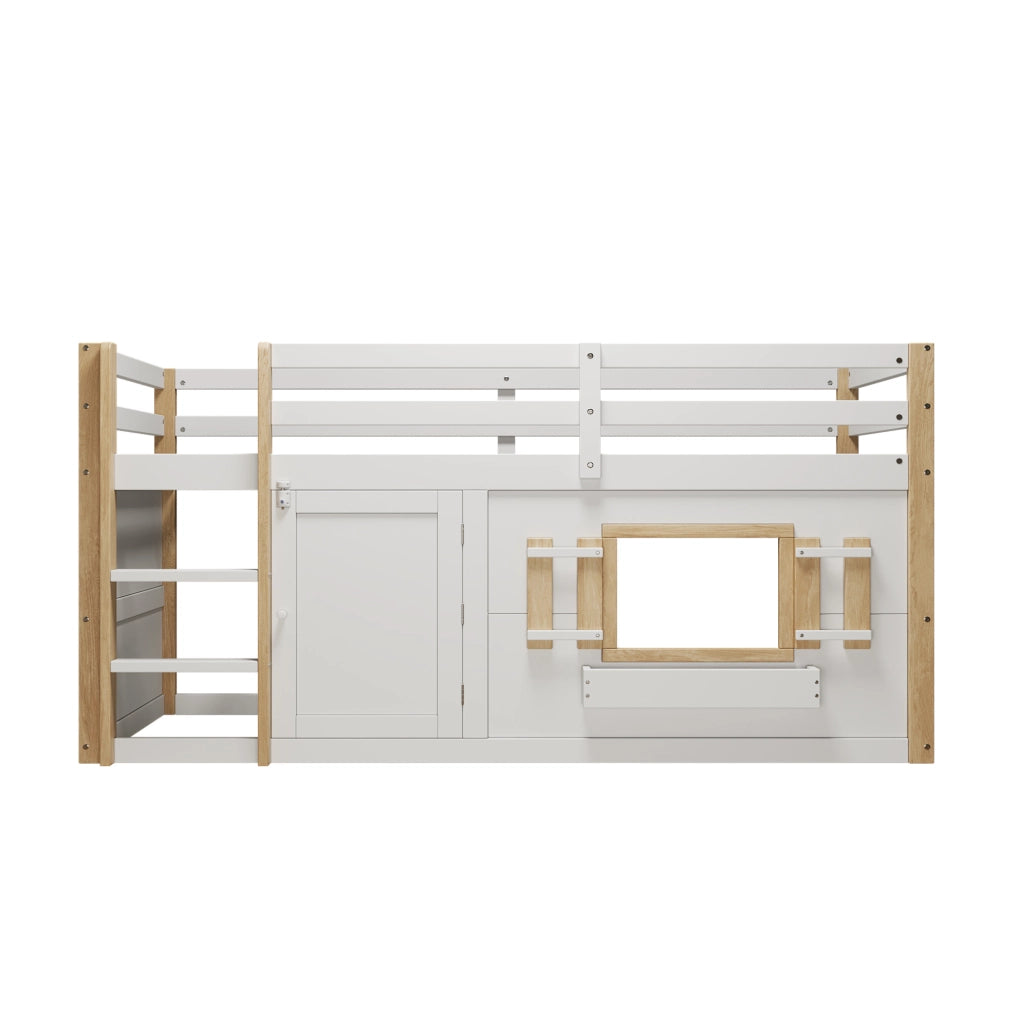 Letto a soppalco 90x200 cm bianco con area inferiore