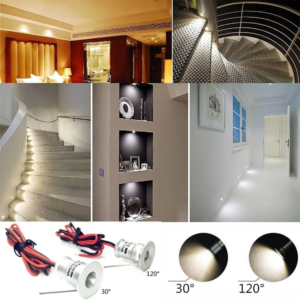 Trade Shop - 9 X Mini Faretto A Led Da Incasso 1w Cree Cob Silver Cielo Stellato Punto Luce - -bianco Freddo      -