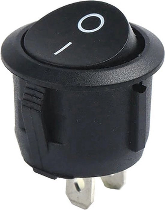 Mini Interruttore a Rotazione Rond ⌀20mm On/Off - 3A/250V AC - Nero