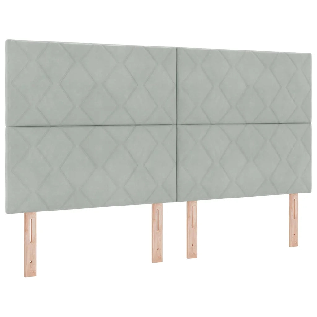 Letto a molle con testiera Grigio chiaro 180 x 200 cm Velluto