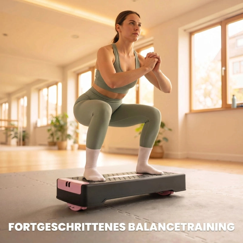 STEP Fitness Regolabile 66x28x16 cm ABS Rosa con 2 bande elastiche