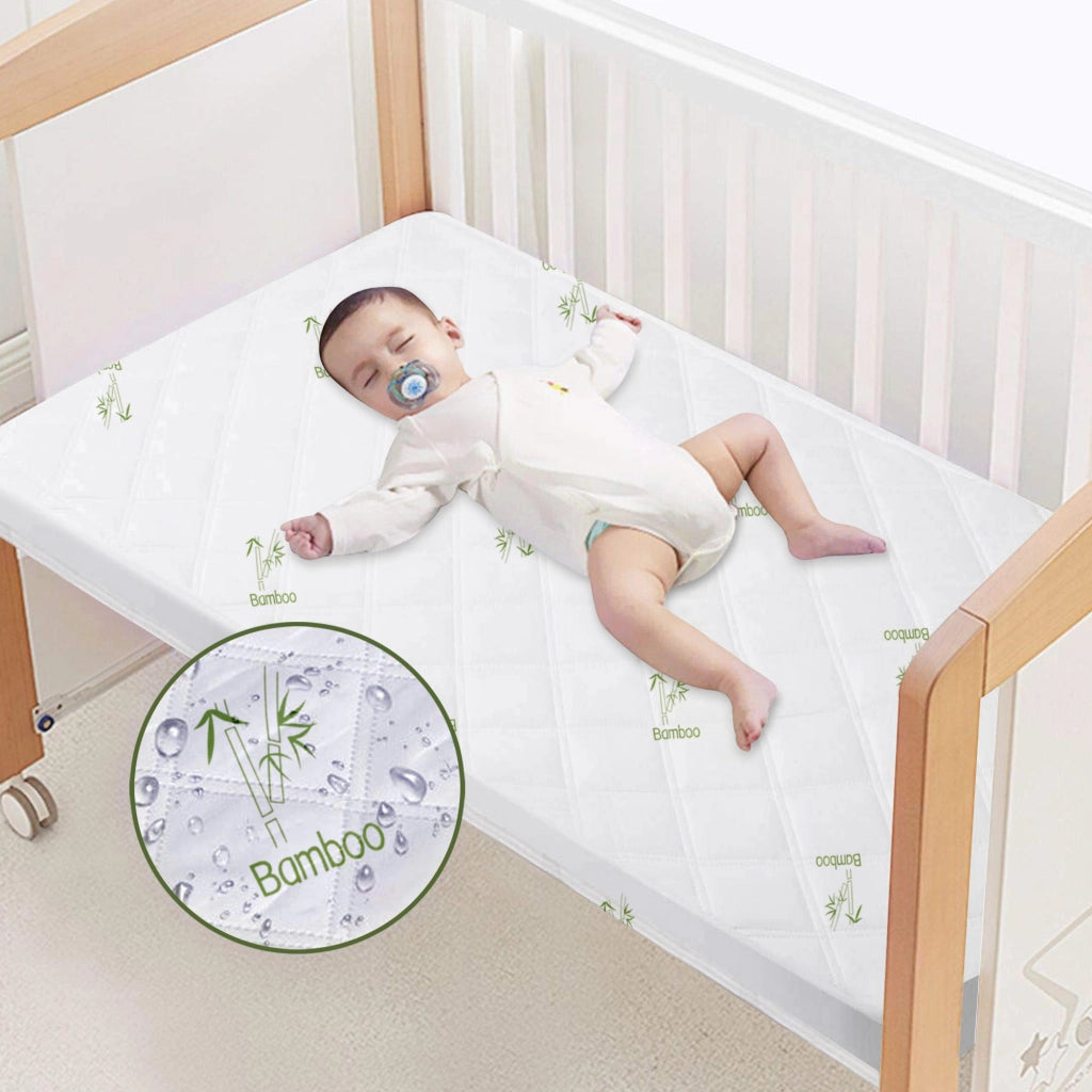 Coprimaterasso Neonati Impermeabile Trapuntato Lettino Culla 60x120 Cm  Antiacaro Micro Traspirante Silenzioso Barriera Liquidi Angoli Elasticizzati SalvaPipi  Bambino Bambù - 2 Pezzi