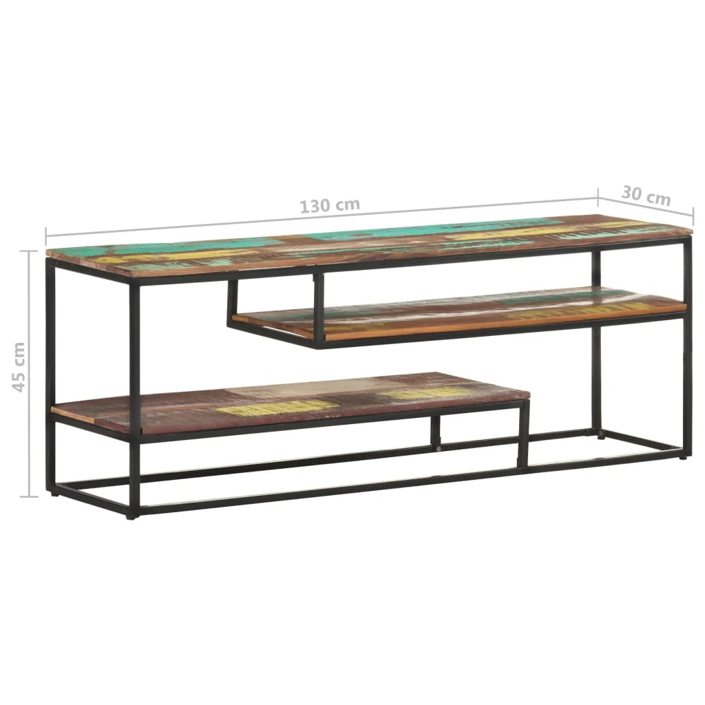 Mobile TV multimediale scaffale per televisione televisore buffet sala da pranzo soggiorno camera da letto 130 x 30 x 45 cm legno massello di recupero marrone 02_0025889