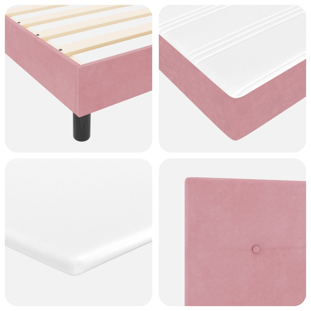 letto a molla vitaXL con materasso rosa super king in velluto