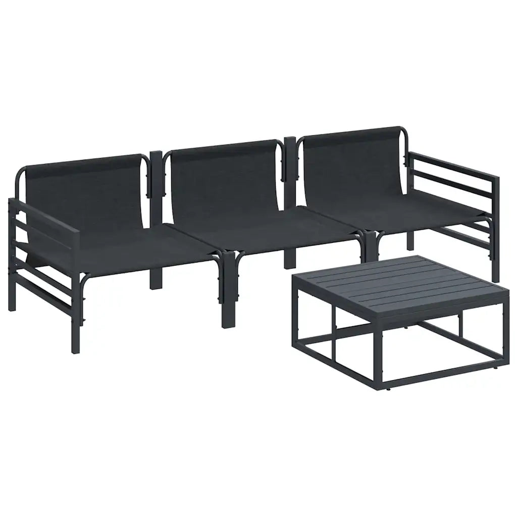 Set Divano da Giardino con cuscino 4 pcs Nero Acciaio 3378963