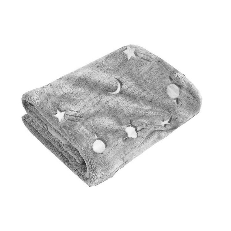 COPERTA PLAID LUMINOSA CALDA MAGICA STELLE FLUORESCENTE MORBIDA 120X150 CM