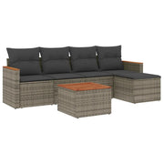 Set Divano da Giardino 6 pz | Set Salotto da Giardino con Cuscini Grigio in Polyrattan