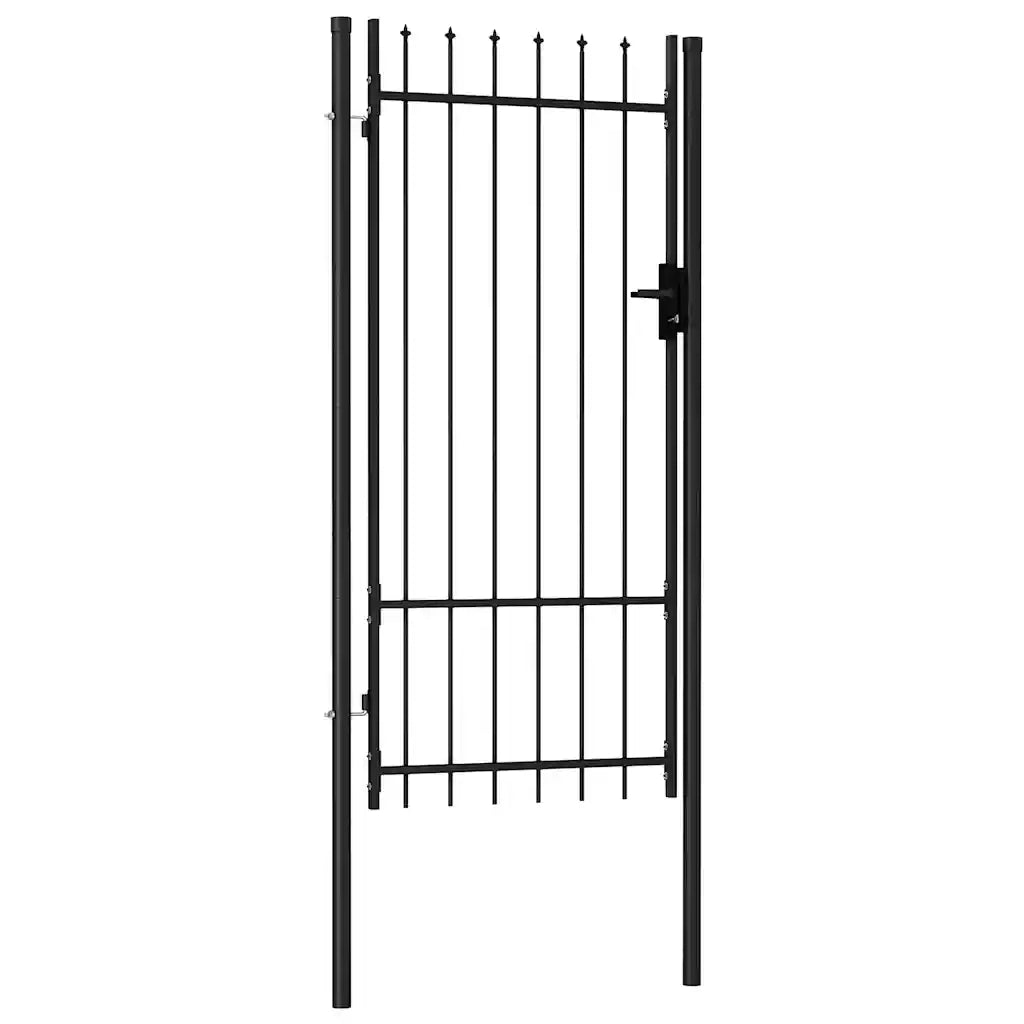 Cancello per recinzione Boxtel porta singola con punta in acciaio 1x2 m Nero 145746