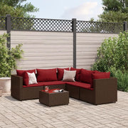 vidaXL Set Mobili da Giardino 6pz con Cuscini in Polyrattan Marrone