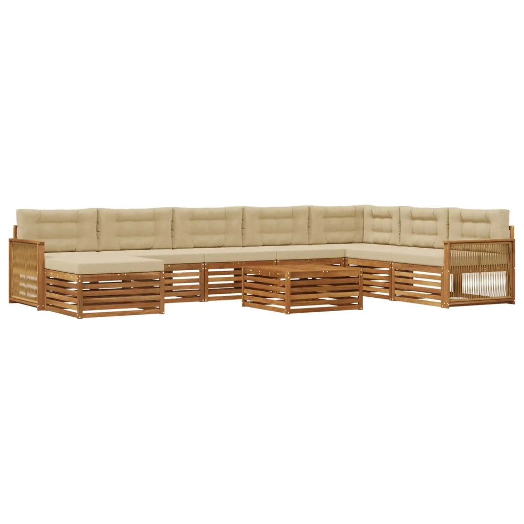 Set di divani da esterno 9 pz Naturale e Beige 3383751