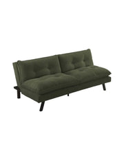 Divano letto AZENA 3 posti in tessuto a coste – Verde scuro e nero – 190 x 80 x 90 cm