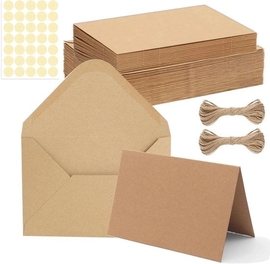 Carte con buste 30 pezzi per biglietti di auguri carte da invito carte di compleanno carte di ringraziamento marroni.