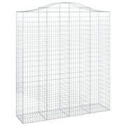 Cesto gabbione recinzione a gabbia muro di contenimento ad arco 200 x 50 x 220/240 cm ferro zincato argento 02_0040037