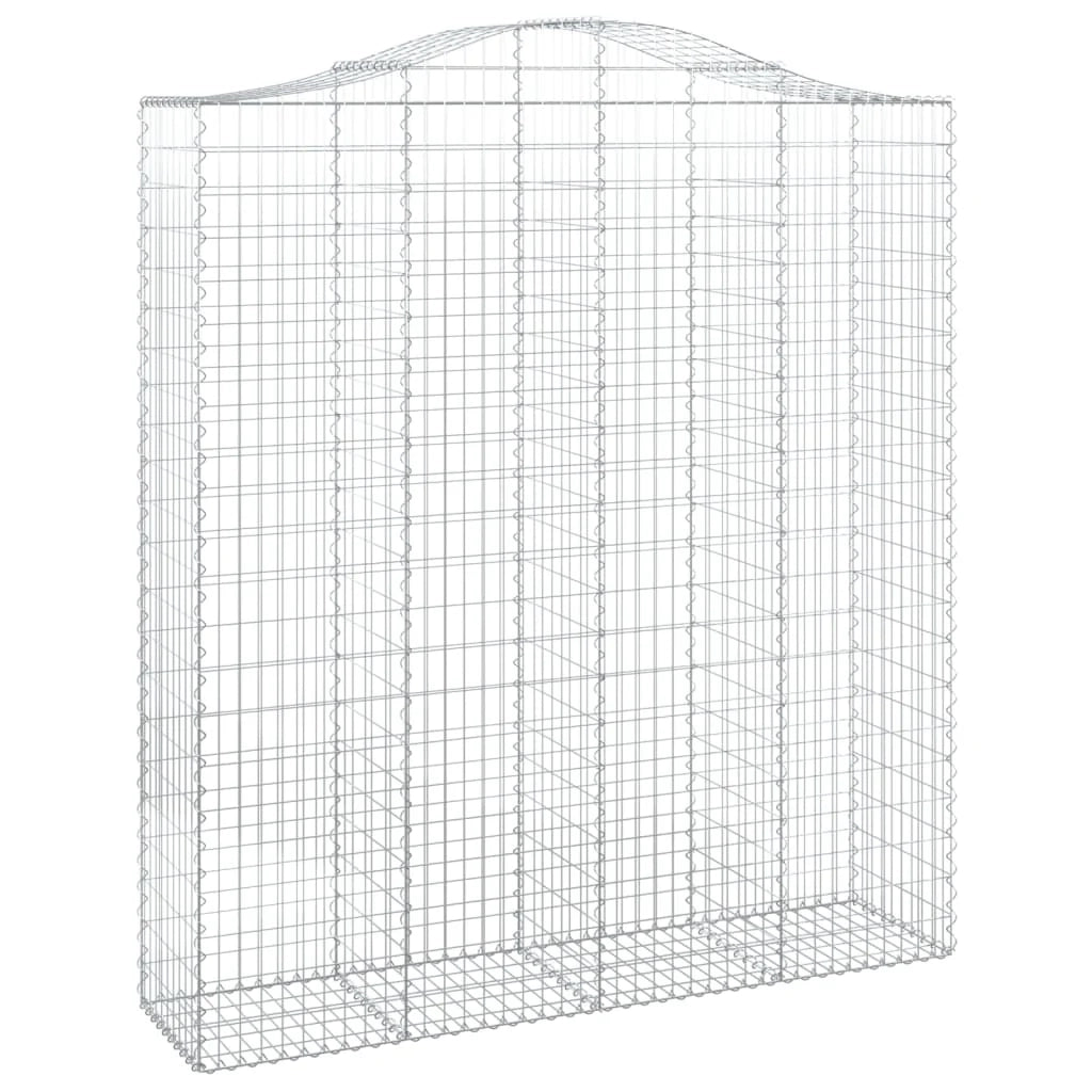 Cesto gabbione recinzione a gabbia muro di contenimento ad arco 200 x 50 x 220/240 cm ferro zincato argento 02_0040037