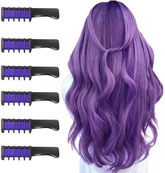 Kit di colorazione capelli temporanea 6 pezzi - Cadeau per bambini - Sicuro e non tossico - Ideale per feste di compleanno - Colorante capelli lavabile in blu scuro