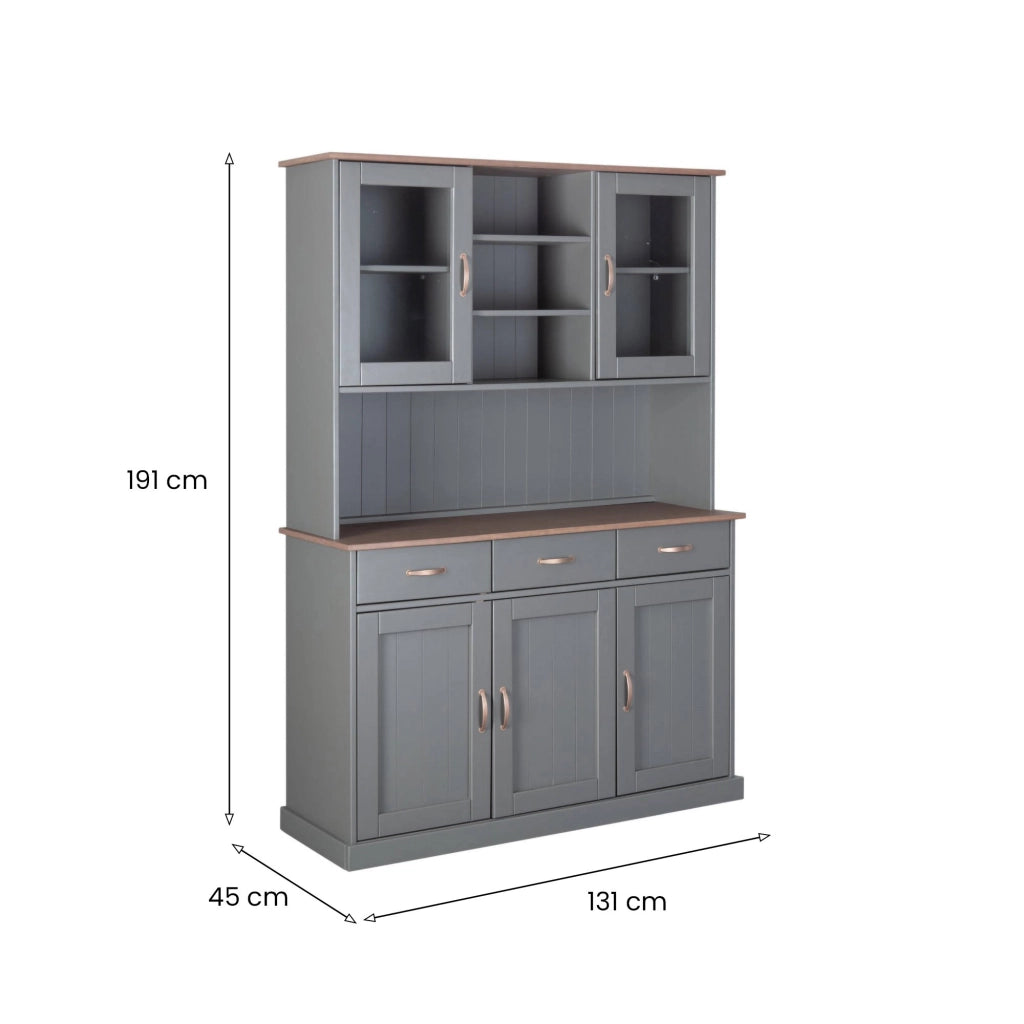 Madia Castana, Credenza 3 Cassetti, 131x45x191h cm Grigio