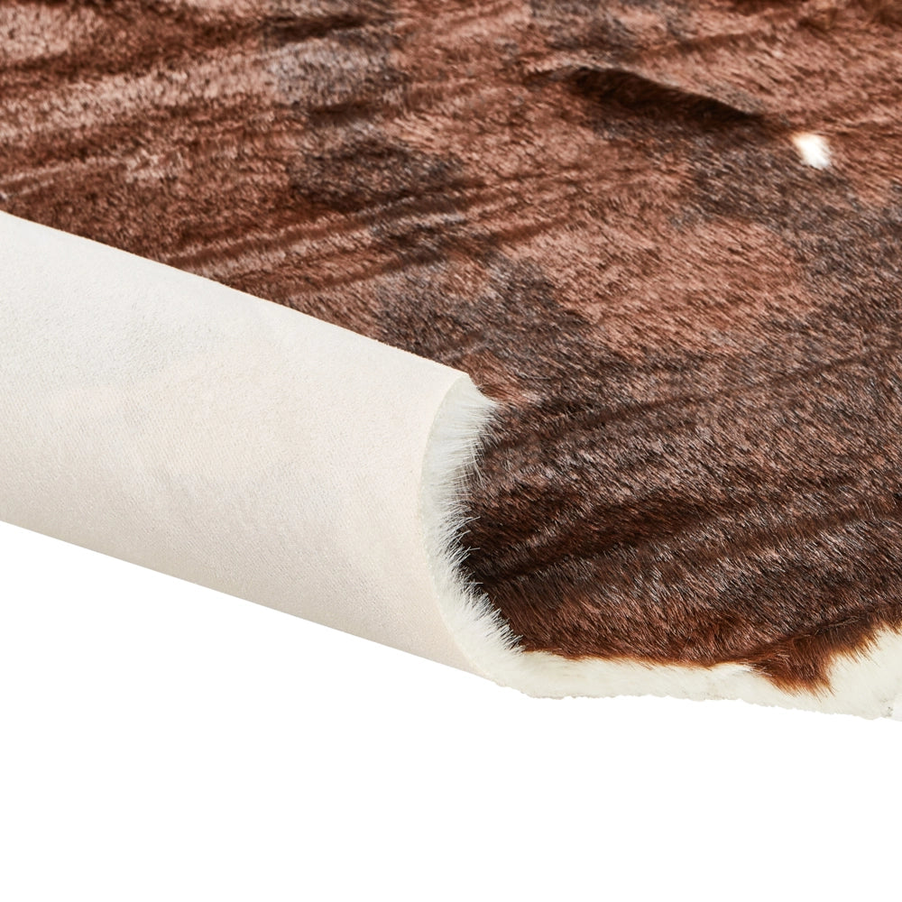 Tappeto tappetino Bianco e Marrone Ecopelle Pelle Bovina 150 x 200 cm Irregolare Moderno Rustico