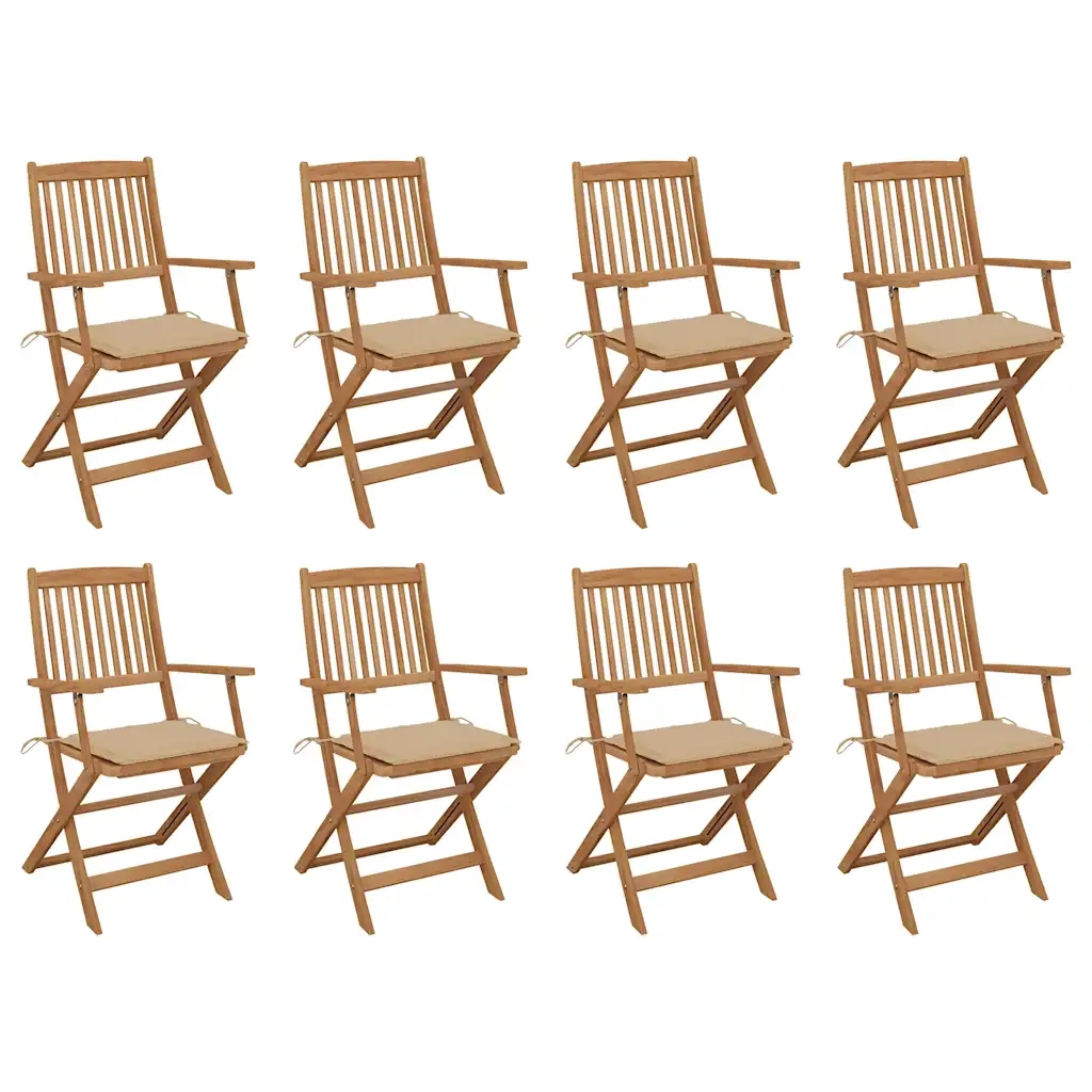 Sedie da Giardino Pieghevoli 8 pz con Cuscini Massello Acacia cod mxl 72077
