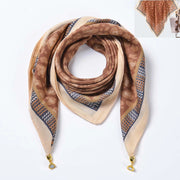 Sciarpa quadrata in cotone e lino/sciarpa di seta da donna con chiusura magnetica, versatile per la primavera e l'autunno, scaldacollo/sciarpa triangolare/sciarpa autunnale.