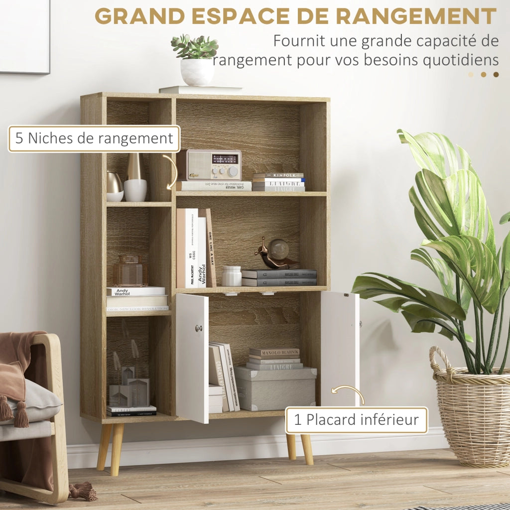 Libreria scandinava ¨C zephmum ¨C bianco 5 ripiani 80x24x123 cm