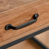 Scrivania Moderna in Metallo e MDF Stile Industriale, Mensole e Cassetto per Casa e Ufficio, 120x60x76cm Nero Marrone