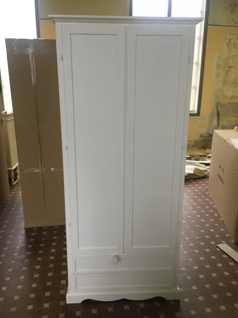 Armadio arte povera 2 ante legno bianco shabby 87x40x192 (1517) - Mobili 2G