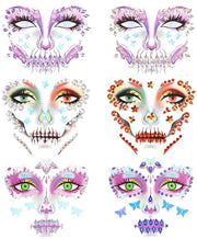 Sticker per Tatuaggi Temporanei Halloween per Bambini con Disegno di Farfalla e Viso