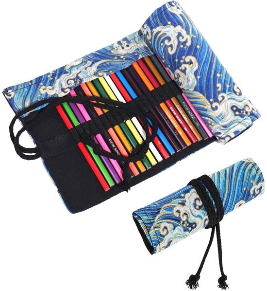Cassetto per matite in tela con 48 aperture, contenitore per matite per artisti, contenitore per matite, contenitore per contenitore con 48 aperture, contenitore per matite, contenitore per matite per artisti, scuola, animale (senza matite)