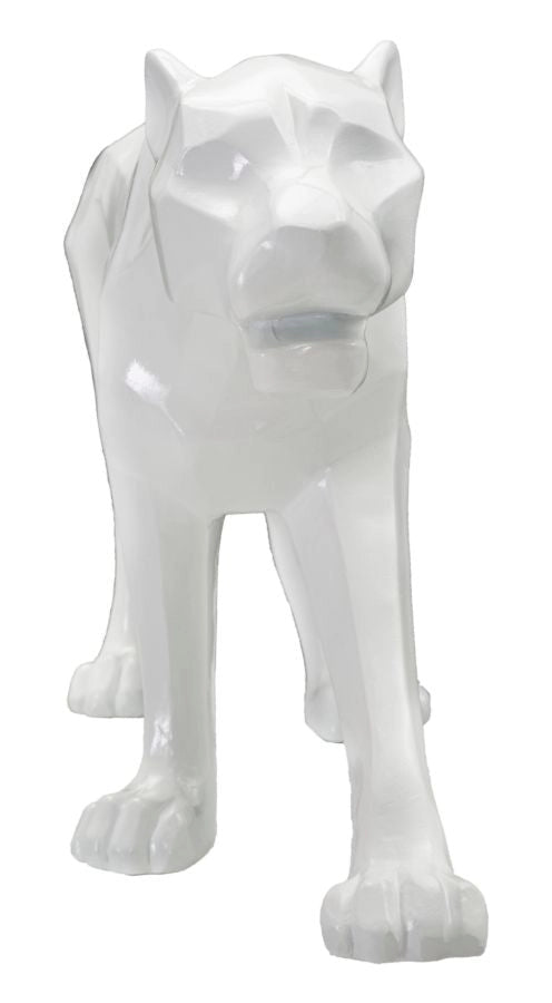 Statua Pantera 70x32,5x18 cm in Poliresina Bianco