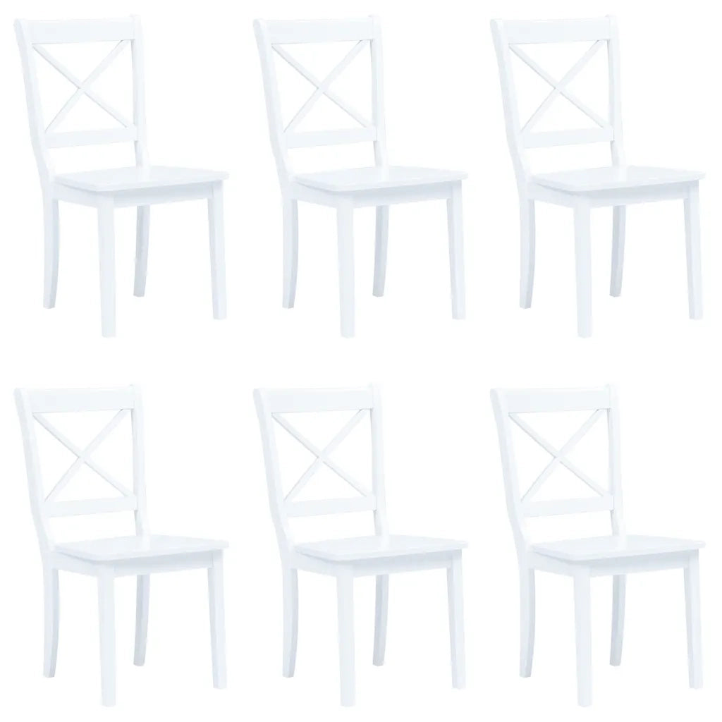 Sedie da Pranzo 6 pz Bianche in Massello di Hevea cod mxl 6718